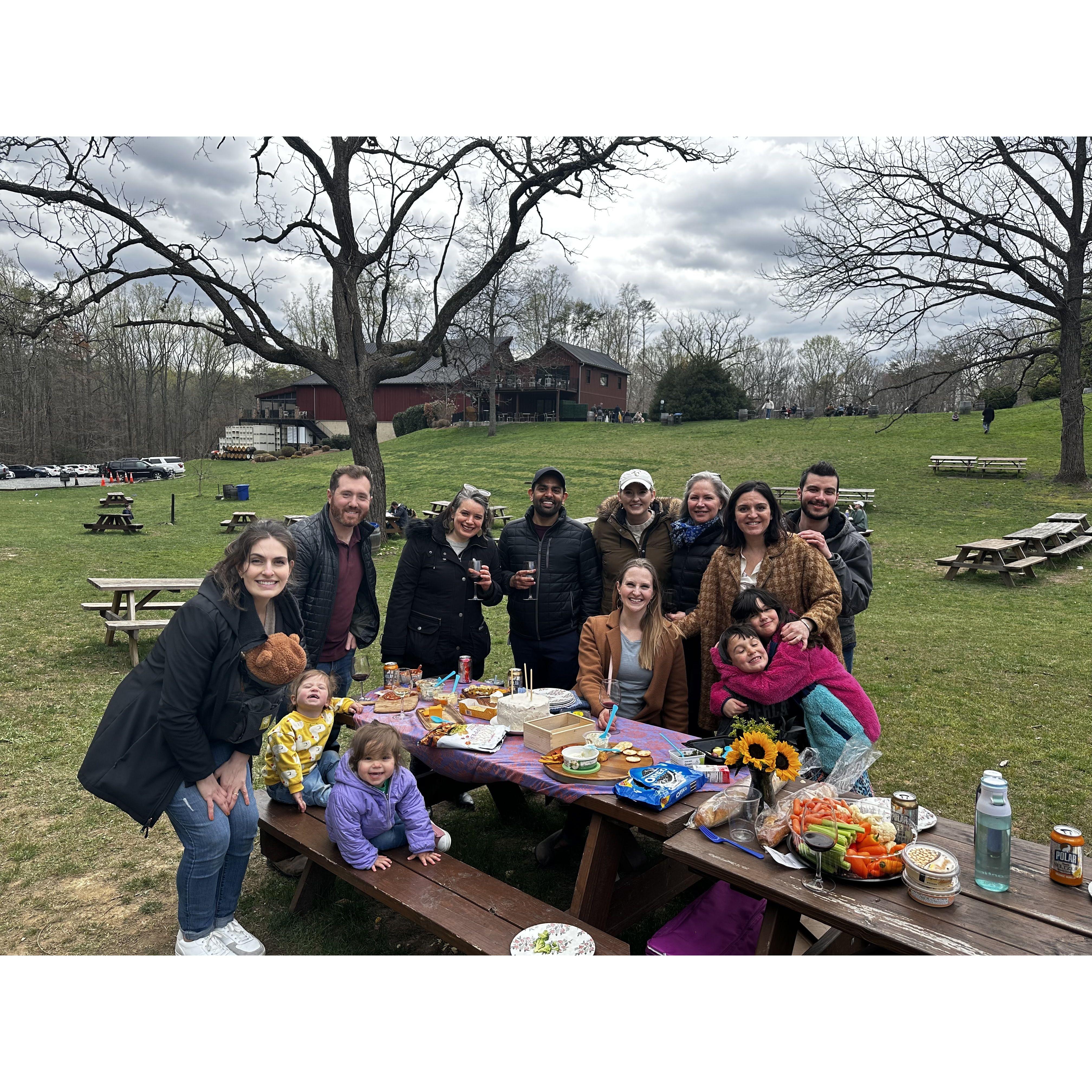Udit surprised Danietta with a winery picnic with friends for her 33rd birthday