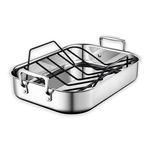 Le Creuset® 14-Inch x 10-Inch Stainless Steel Roasting Pan with Nonstick Rack