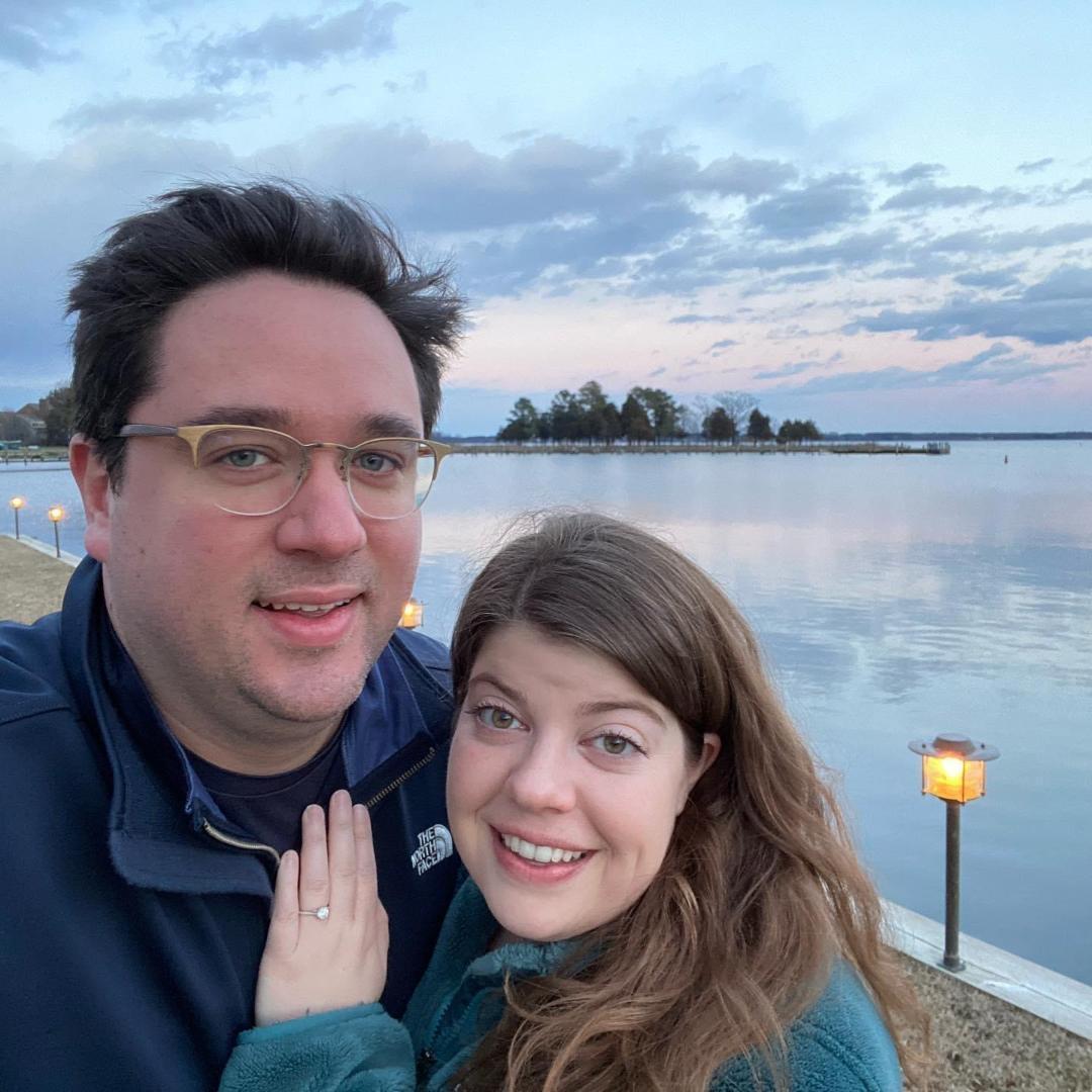 Engaged by the water's edge at the beautiful Inn at Perry Cabin on the Eastern Shore.