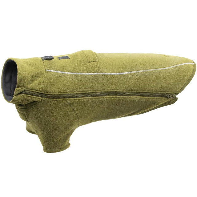 Ruffwear, Climate Changer Fleece Dog Jacket, Sleeved Silhouette for Core Heat, Quick‑Dry Fleece, Full‑Length Zip, Front & Back Leash Portals, Reflective Trim, Cedar Green, Medium
