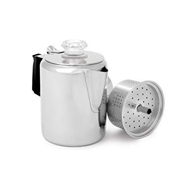 GSI Outdoors Glacier Stainless Coffee Percolator Cup with Silicone Handle (6 Cup)