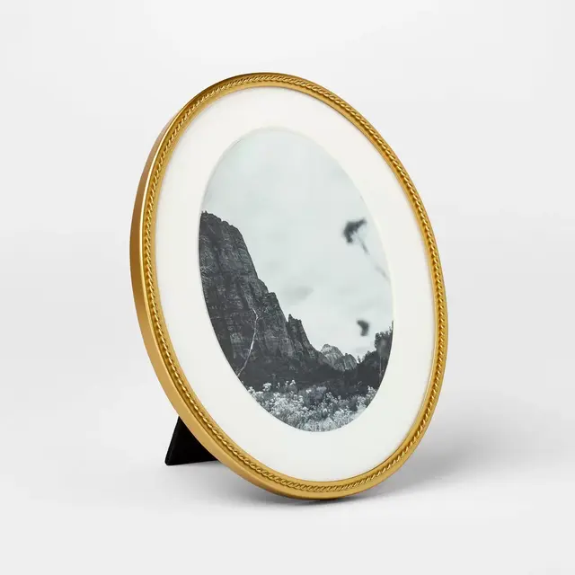 7"x9" Matted to 5"x7" Twisted Metal Oval Picture Frame - Threshold™ designed with Studio McGee