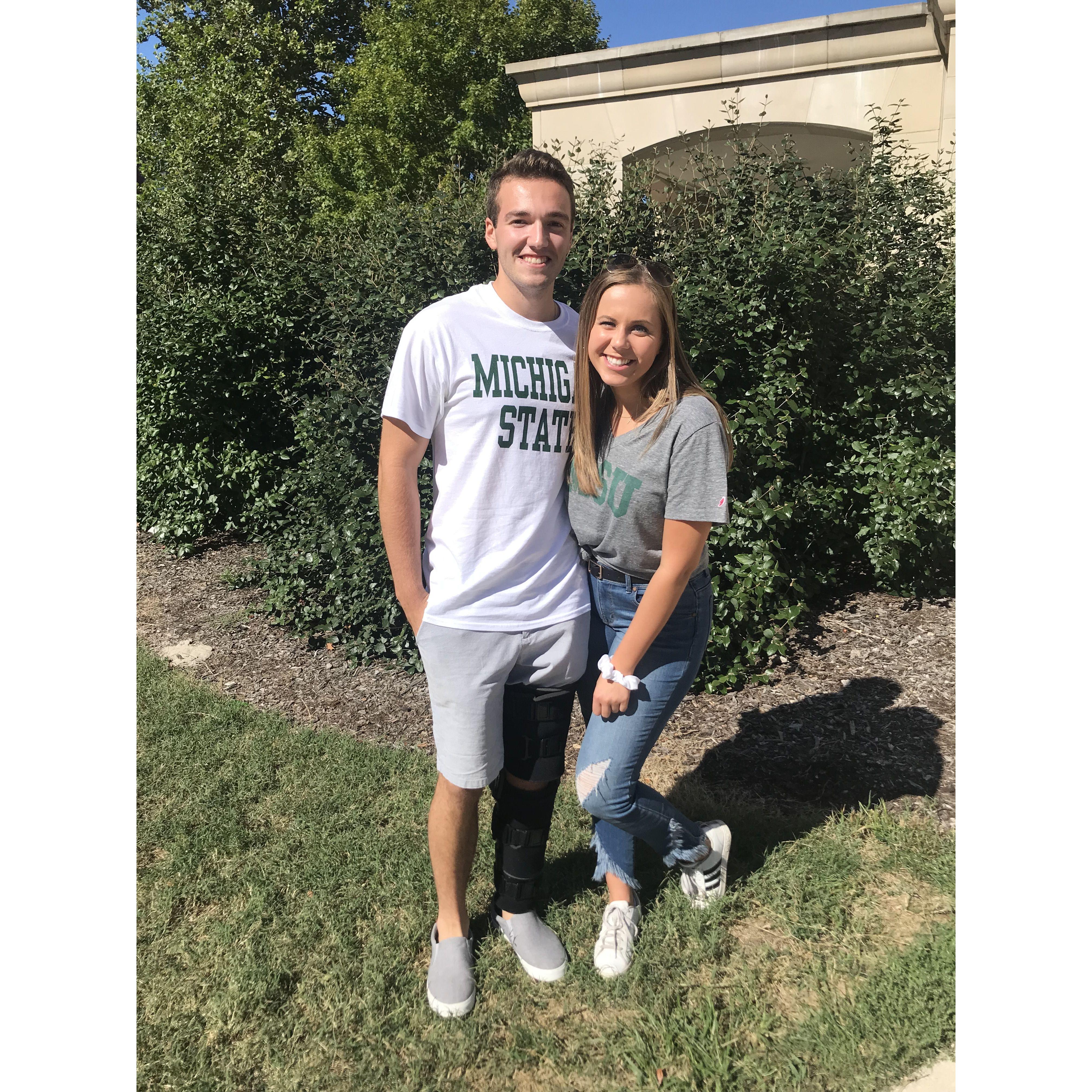 First football tailgate together at Michigan State University! (Go green!)