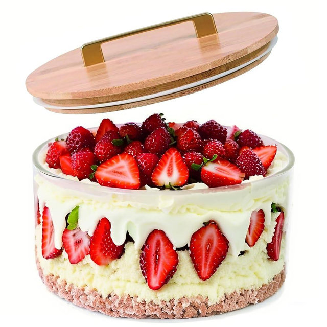 Rkyhwowby 10 inch Large Salad Bowl, Trifle Bowl Glass with Sealed Lid, Versatile Mixing and Serving Bowl for Laying Ice Cream,Cake,Cupcake,Salad,Fruit,Baking,Dessert and Party Diy, Microwave Safe