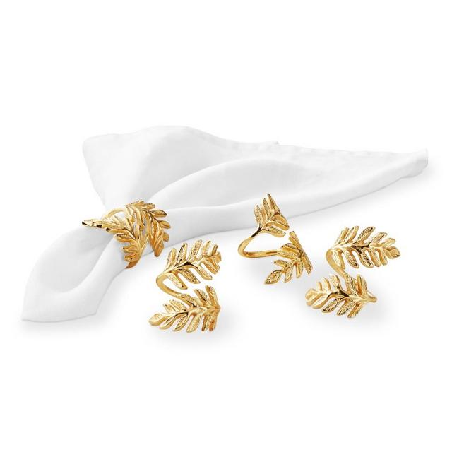 Gold Leaf Napkin Rings, Set of 4