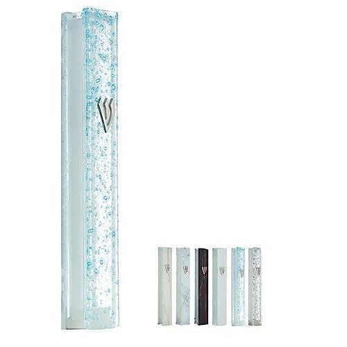 A&S Mezuzot Modern Glass Mezuzah Case in Shatterd Glass Design Waterproof Judiaca Mezuzah Home Blessing and Protection
