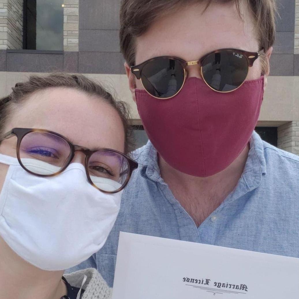 Getting our marriage license, May 2021