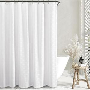 White Shower Curtain Boho Cotton Texture Mid Century Minimalist Arch Shower Curtain for Bathroom,72" W X 72" L