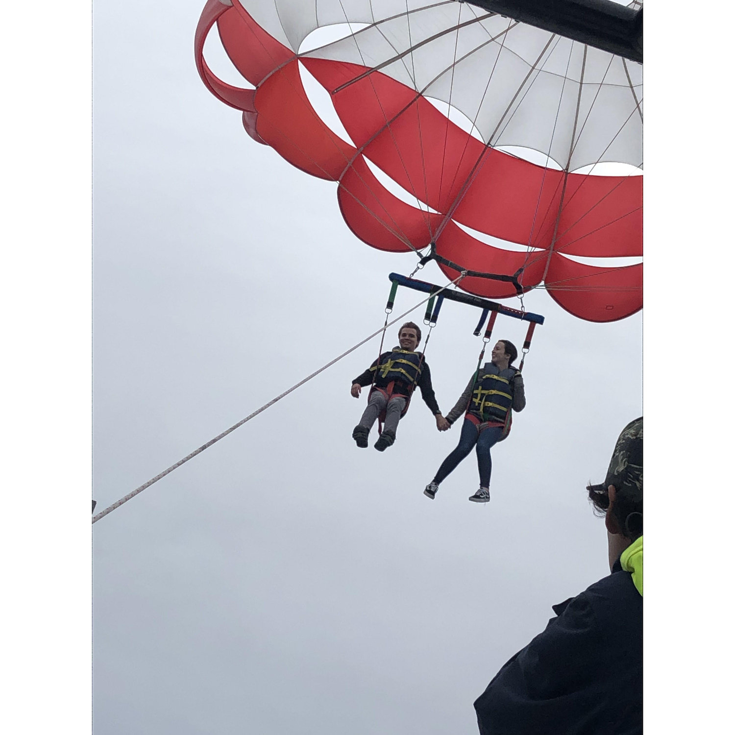 December 3, 2019 - Parasailing together as part of the cruise trip