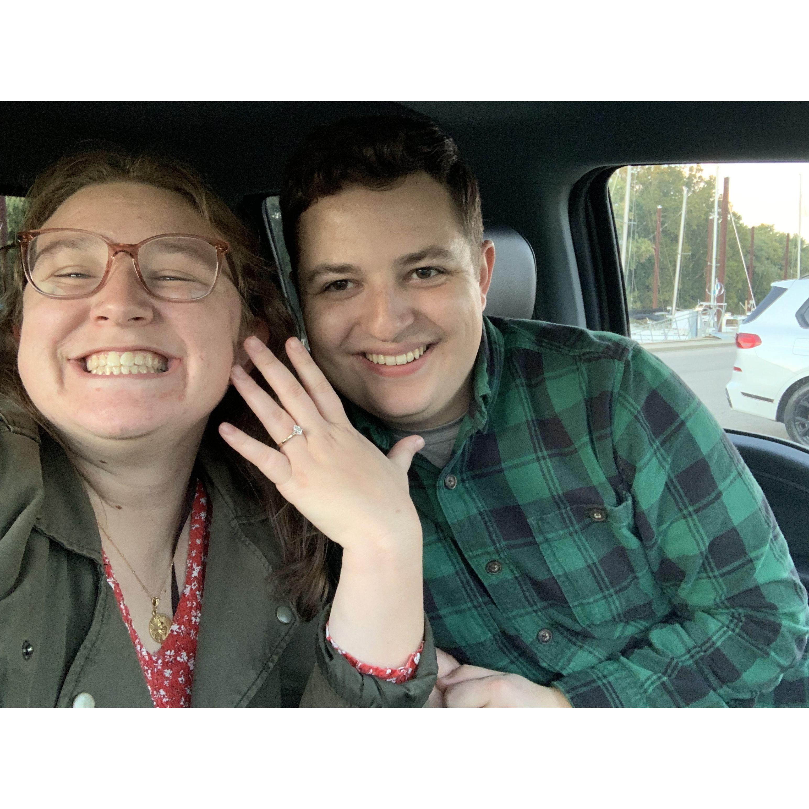 The night we got engaged, right before heading to Chick-Fil-A!