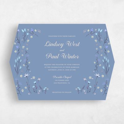 Blue Diamond Wedding Invitation - Harebell Landscape
