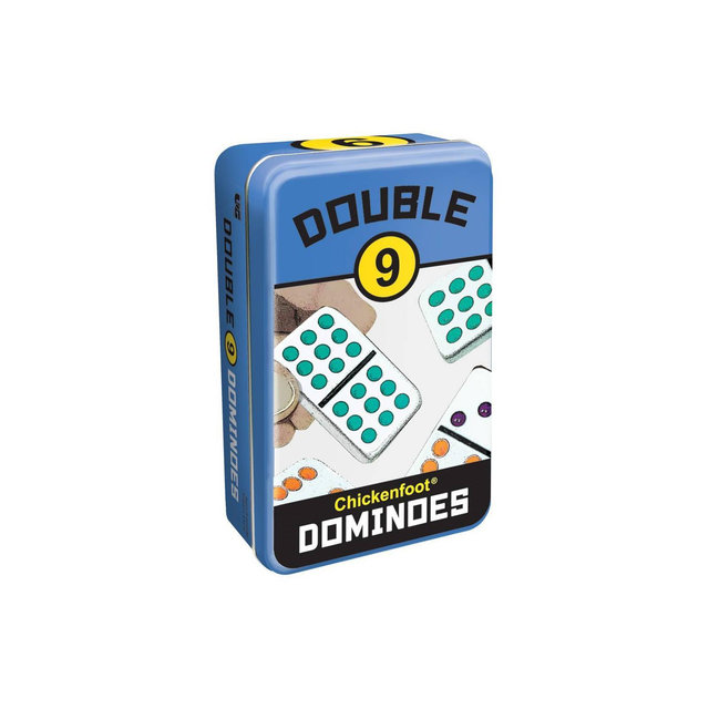 University Games Double 9 Chickenfoot Dominoes Board Game: Educational Party Game for 1-8 Players, Includes Storage Tin