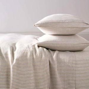 Washed European Linen Duvet Set | Oxford Stripe in Oat Chambray | King