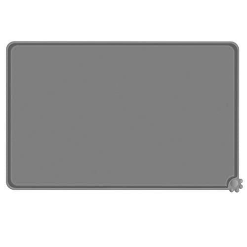 Reopet Silicone Dog Cat Bowl Mat Non-Stick Food Pad Water Cushion Waterproof (20" x 15", Grey)