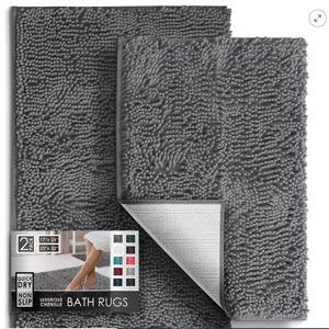 Hearth & Harbor Bathroom Rugs, Machine Washable Chenille Bath Mat for Bathroom