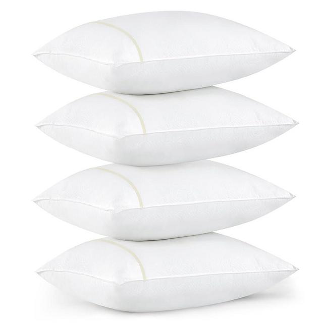 Bedsure Hotel Pillows Queen Size, Set of 4 - Luxury Bed Pillows for Sleeping, Decoration Strip Diamond Design Cover, Fluffy Original Down Alternative Filling for Side, Back or Stomach Sleepers
