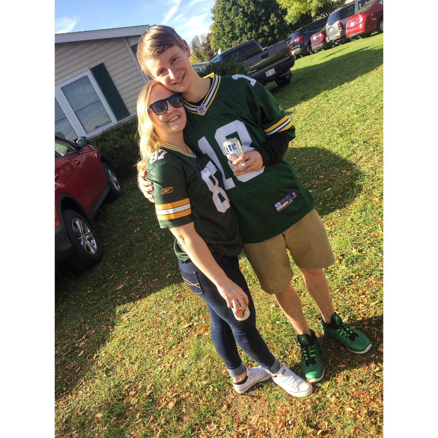 Our first packer game together (Met the McMahons this day!)