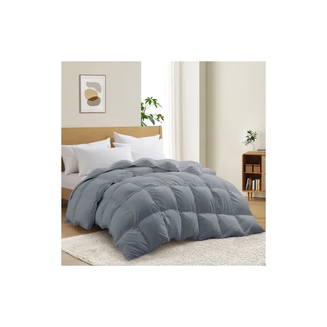 Peace Nest Heavyweight White Goose Down Comforter Winter Duvet Insert, Dark Gray, King