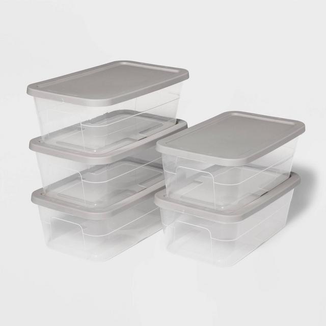 5pk 6qt Storage Boxes Gray - Room Essentials™