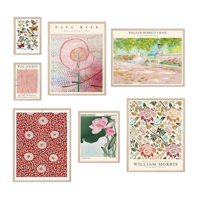 Habseligkeit Flower Posters for Room Aesthetic, Boho Wall Art Prints, Unique Vintage Wall Decor Aesthetic Eclectic Home Decor Bedroom Living Room Unframed, Set of 7