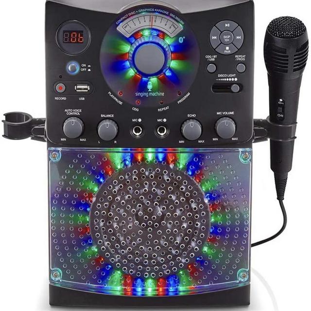 Singing Machine Bluetooth Karaoke System with LED Disco Lights, CD+G, USB, and Microphone