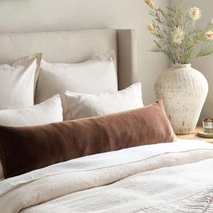 Cotton Velvet Oversized Lumbar Pillow Cover in Chestnut