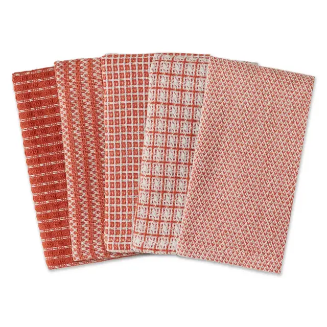 DII® Assorted Geometric Dishcloths in Vintage Red (Set of 5)
