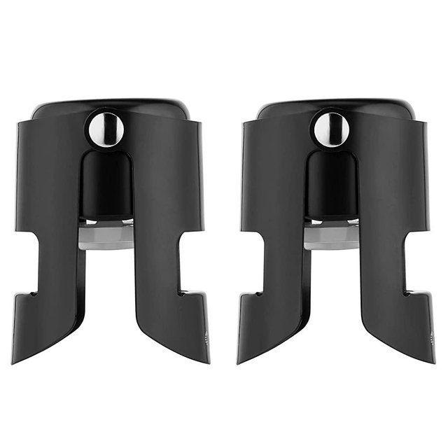OWO Champagne Stopper with Stainless Steel, Professional Bottle Sealer for Champagne, Cava, Prosecco & Sparkling Wine, Champagne Saver Plug, Compact Champagne Bottle Plug Set of 2