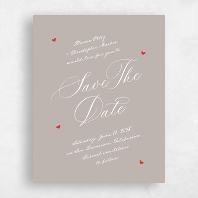Greige, Brown Wedding Save the Date - Estate Portrait