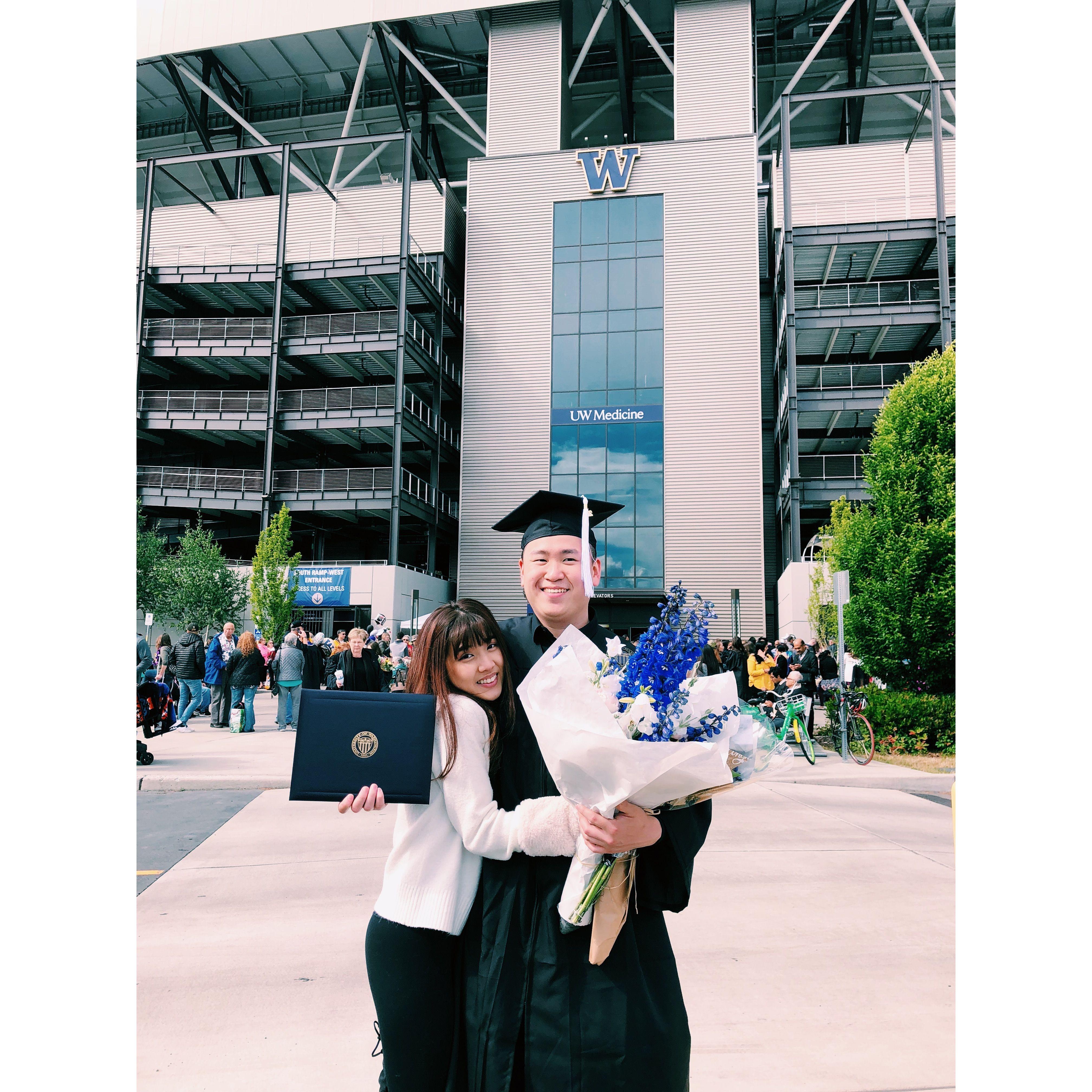 Celebrating his big achievement—graduation day!