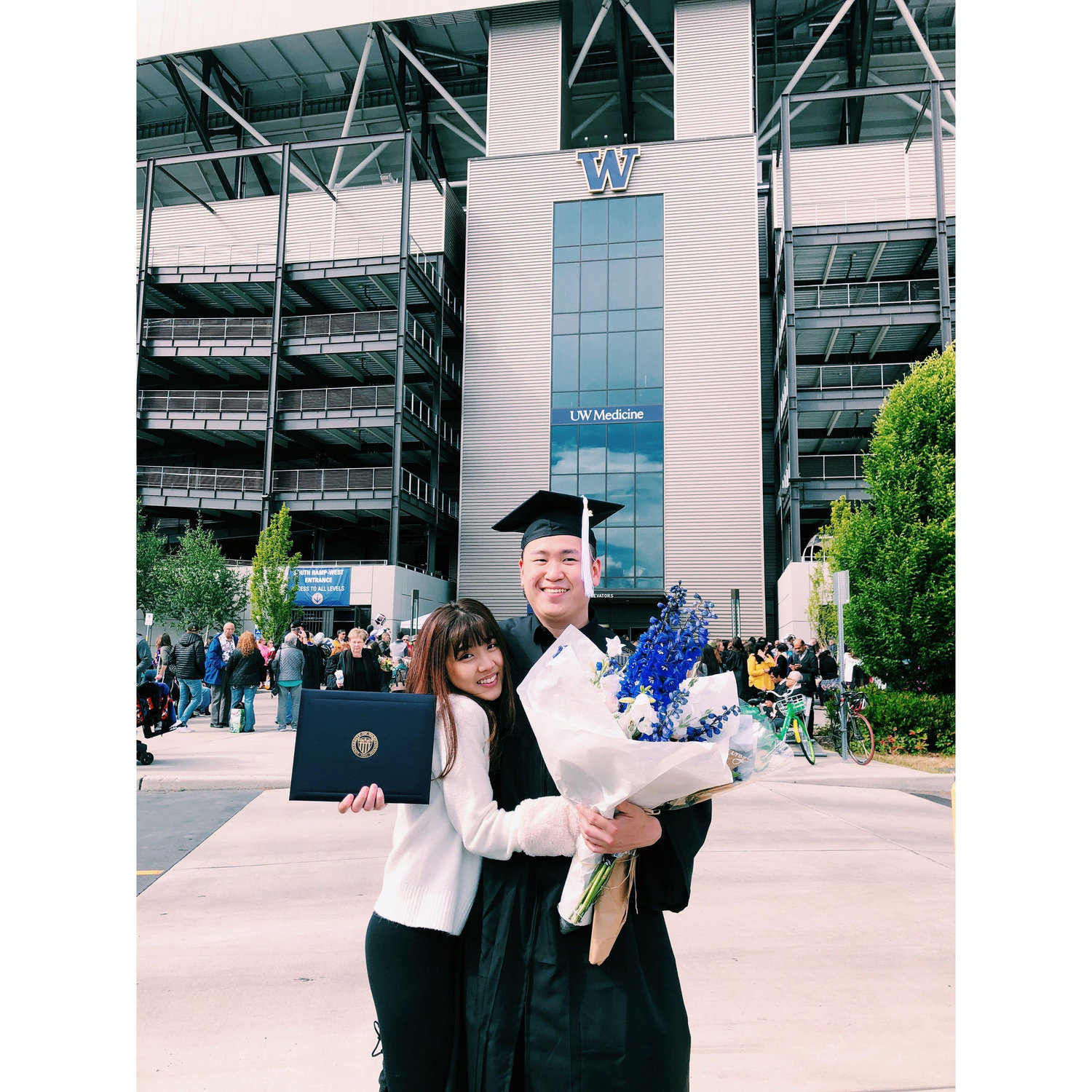 Celebrating his big achievement—graduation day!