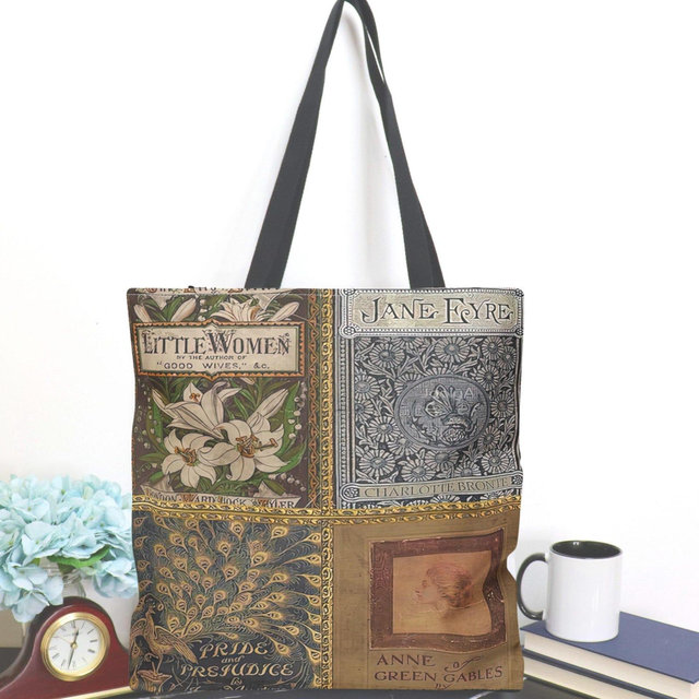Pride and Prejudice Tote Bag, Anne of Green Gables Bag, Jane Austen Gifts, Little Women Bag, Vintage Book Covers, Jane Eyre Literary Tote