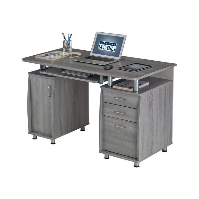 Complete Workstation Computer Desk with Storage Gray - Techni Mobili