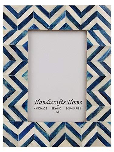Handicrafts Home 4x6 Picture Frames Photo Frame Chevron Herringbone Vintage Wooden (Blue)