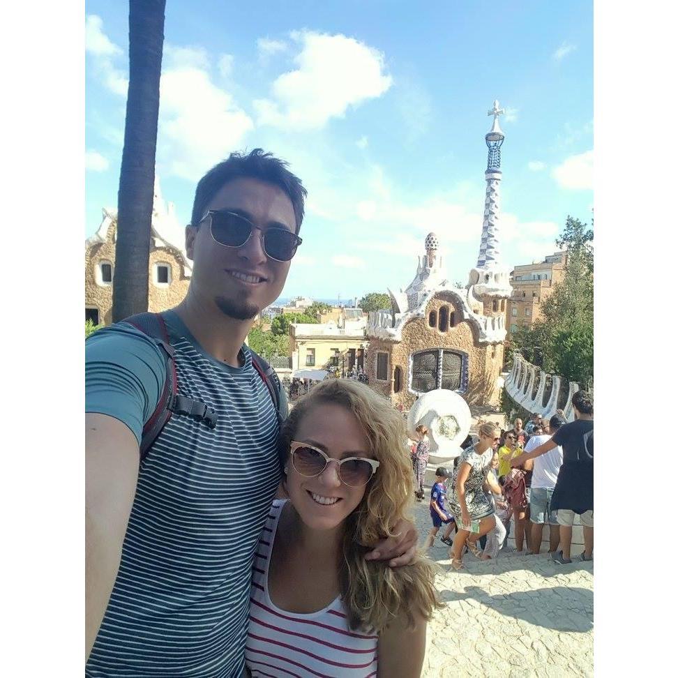 Exploring Park Guell in Barcelona post paella and sangria