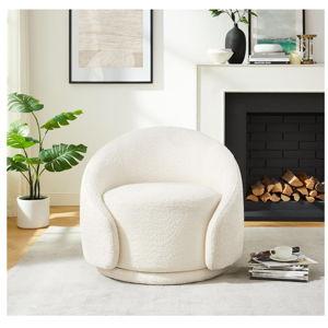 VANOMi Swivel Accent Chairs, Sherpa Round Swivel Barrel