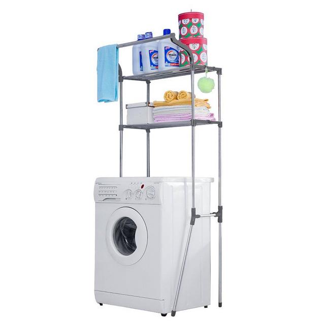 Baoyouni Bathroom Space Saver Over The Toilet Storage Rack Shelf Above Washing Machine Standing Organizer 2-Tier 26.77 W X 19.48 D X 68.11 H Inches, Grey