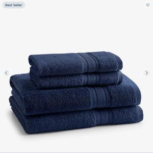 Turkish Cotton 4-Piece Bath & Hand Towel Set - Navy