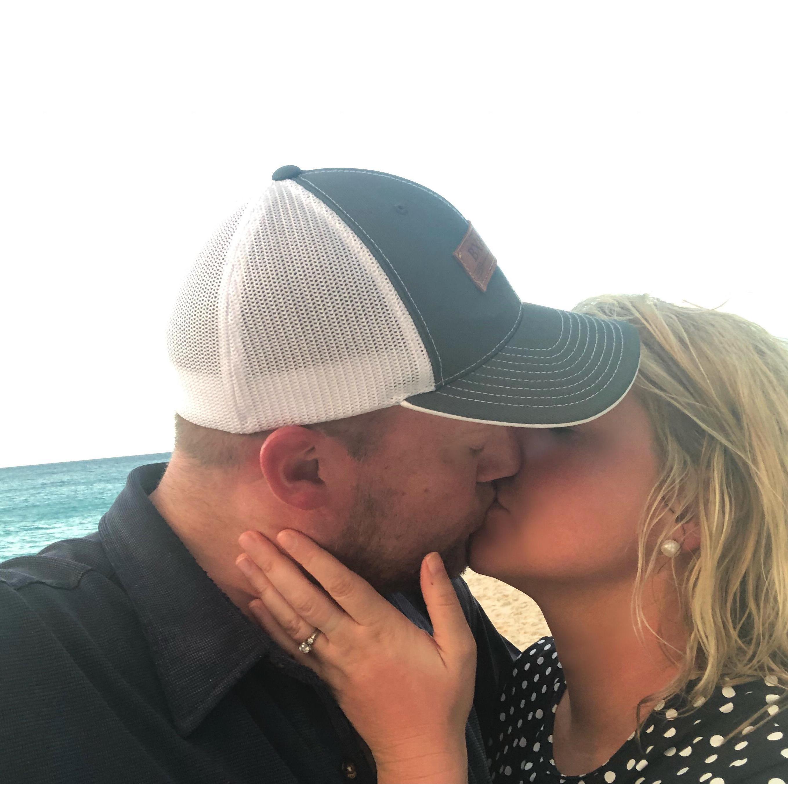 Surprise proposal in St. John on Trunk Bay <3