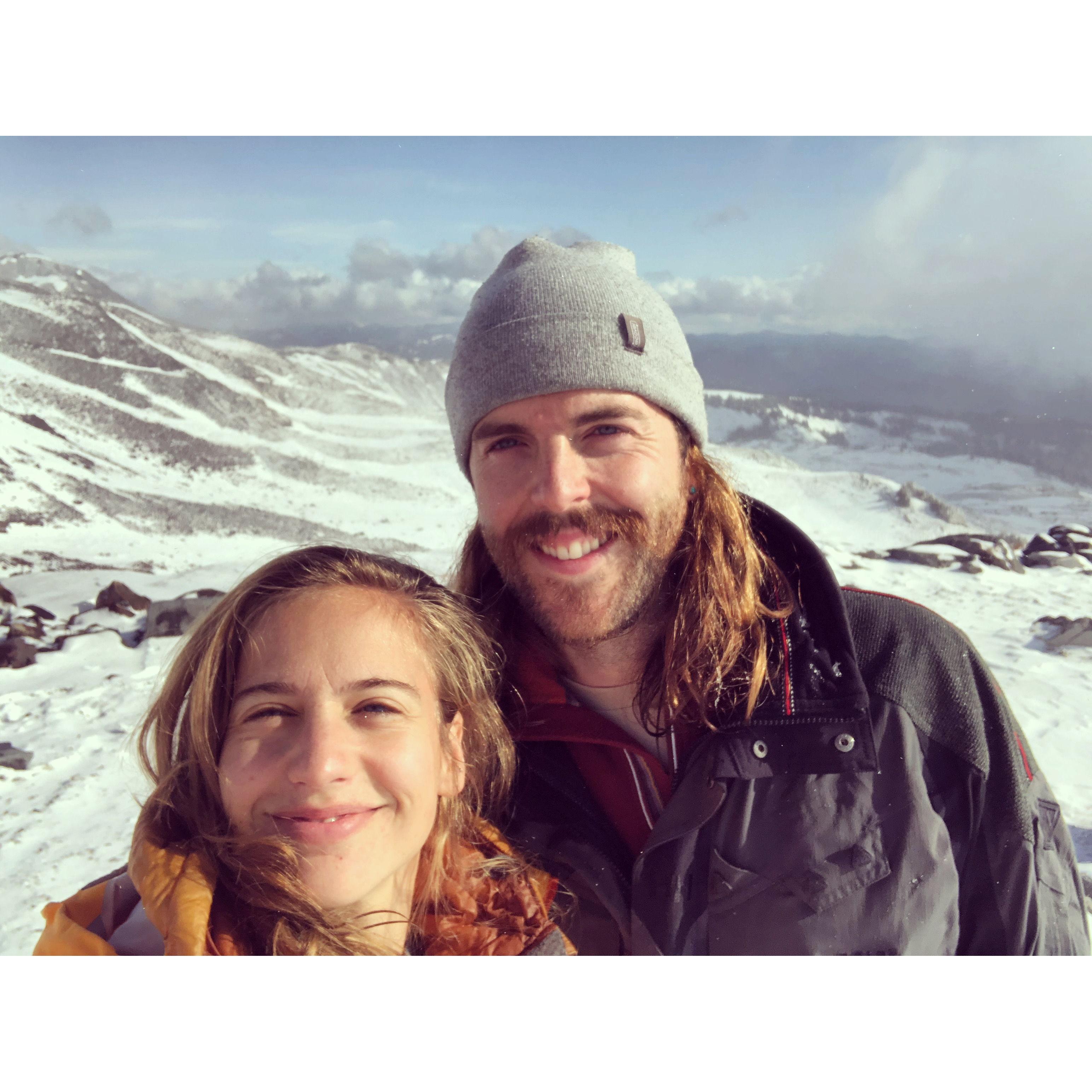 snowshoeing Paradise Trail at Mount Rainier with Eva's parents