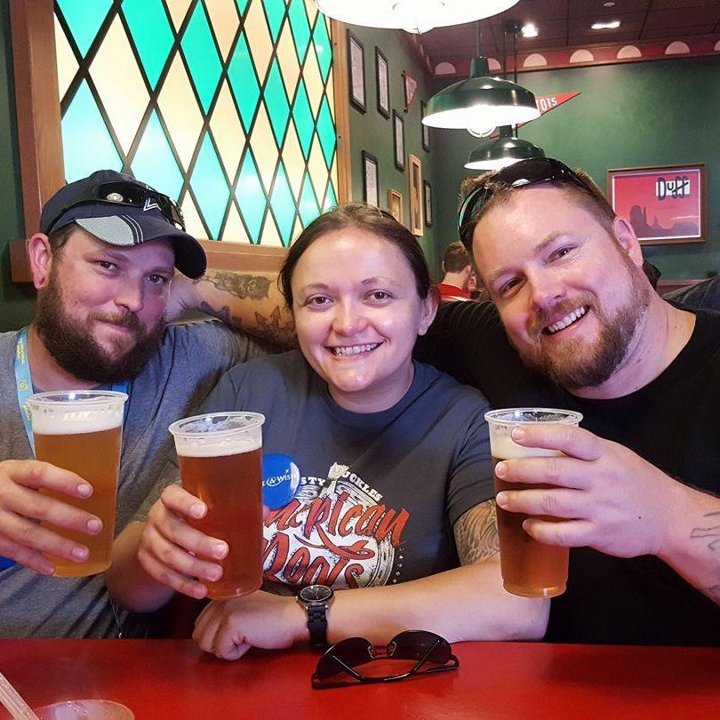 At Moe's Tavern at Universal Studios, on Presley's Make-A-Wish trip.