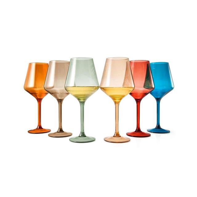 The Wine Savant European Style Plastic Crystal Stemmed Wine Glasses Set of 6
