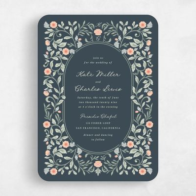 Blue Rounded Wedding Invitation - Pirouette Portrait
