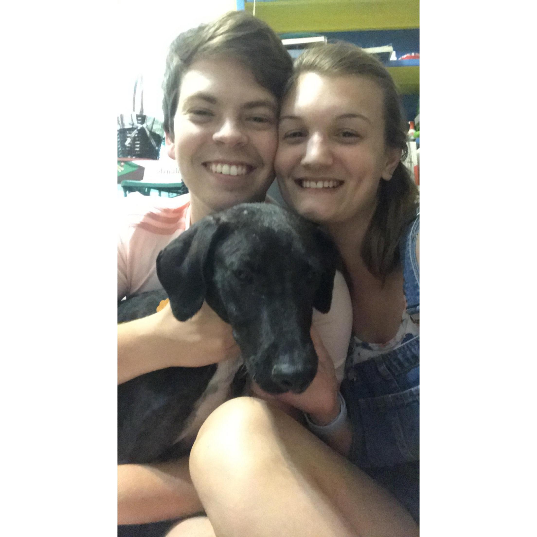Charlie got Kaila her first dog for her 20th birthday! Together, they named him Joey Stephens in anticipation for this big event.