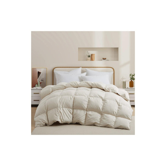 Peace Nest Medium Weight White Goose Down Duvet Comforter Insert, King, Cream