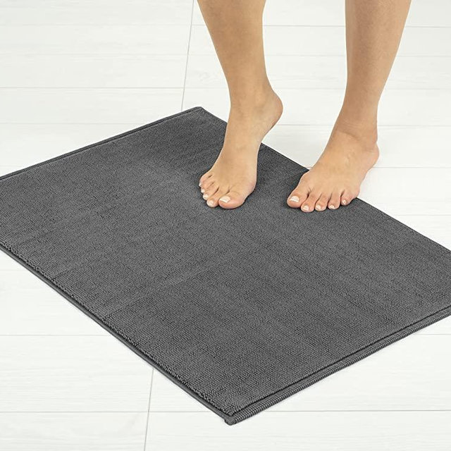 American Soft Linen, Non Slip Bath Rug, 100% Cotton 20 in 34 in Bath Mats Rugs for Bathroom, Washable Soft Absorbent Shaggy Form Area Rugs, Dark Gray