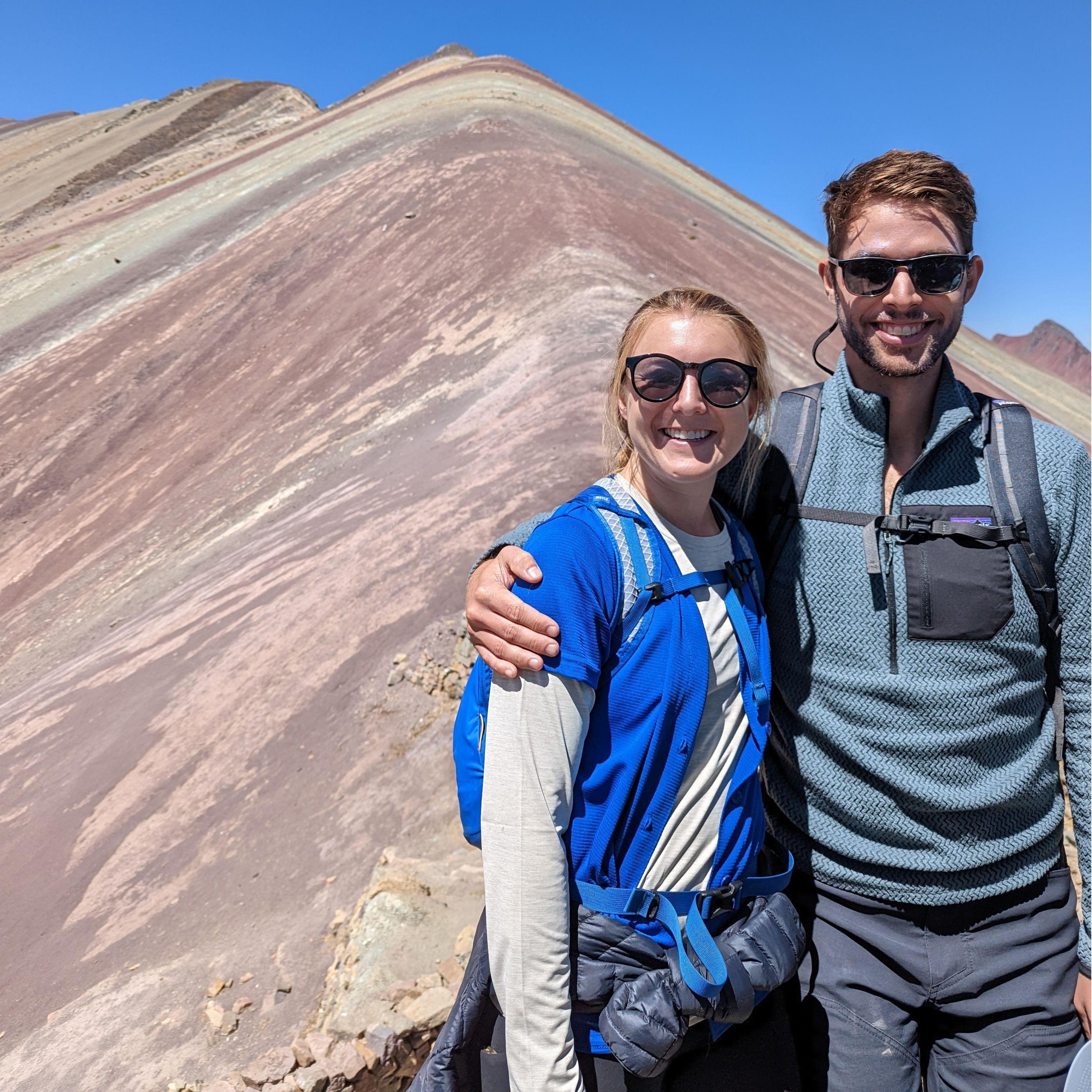 Hiking Rainbow Mountain in Peru as leaders on Kellogg's KWEST trip!