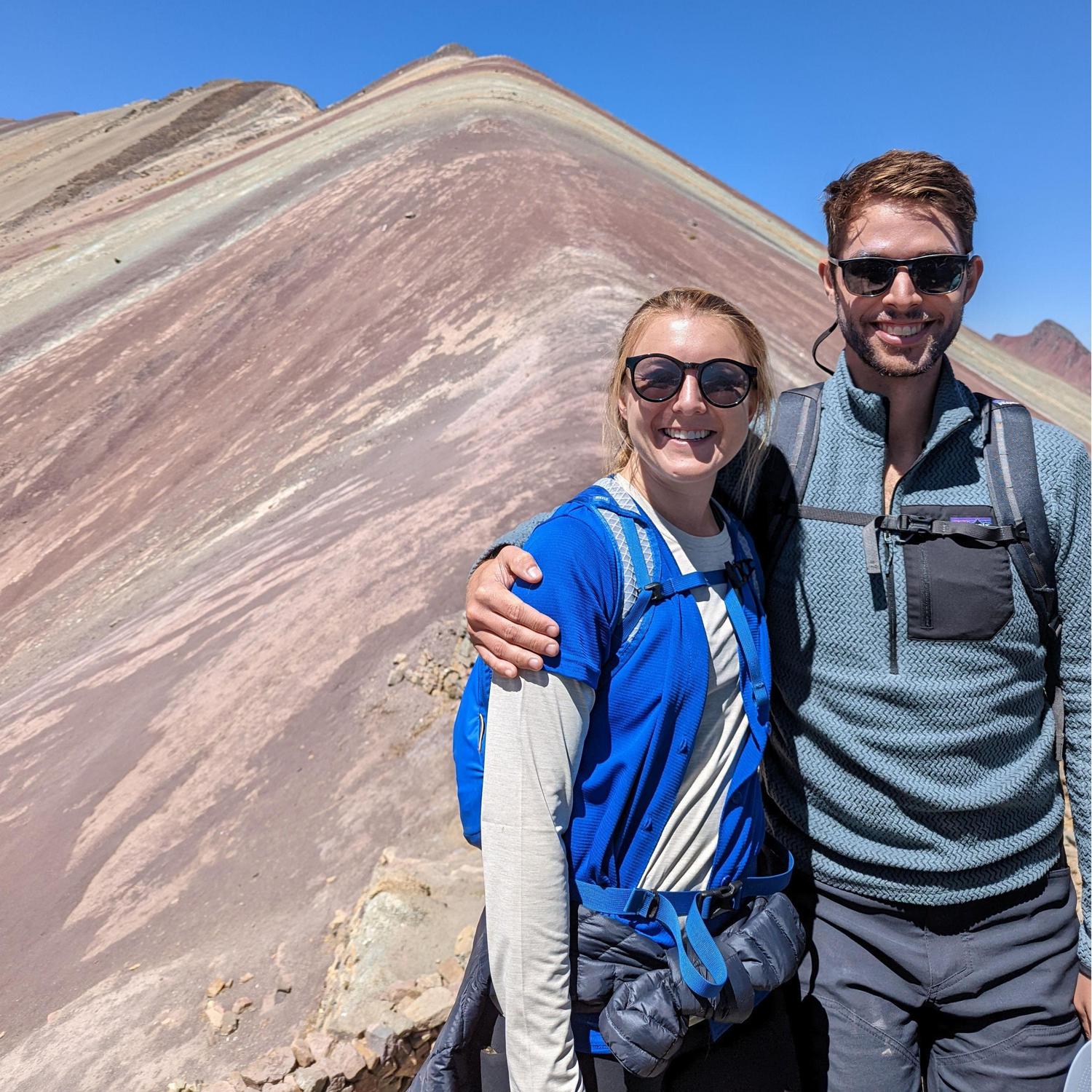 Hiking Rainbow Mountain in Peru as leaders on Kellogg's KWEST trip!