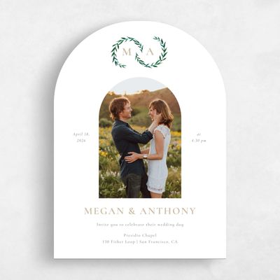 White Arch Wedding Invitation - Cappell Photo