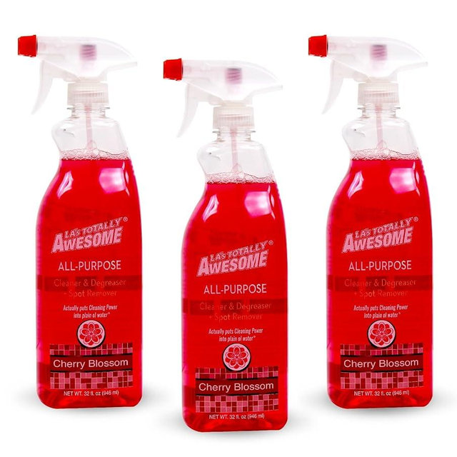 La's Totally Awesome All-Purpose Cleaner Spray, Cherry Blossom, Plant-Based and Biodegradable Formula Perfect for Most Counters, Sinks, Appliances and More, 32 Fl Oz, (Pack of 3)